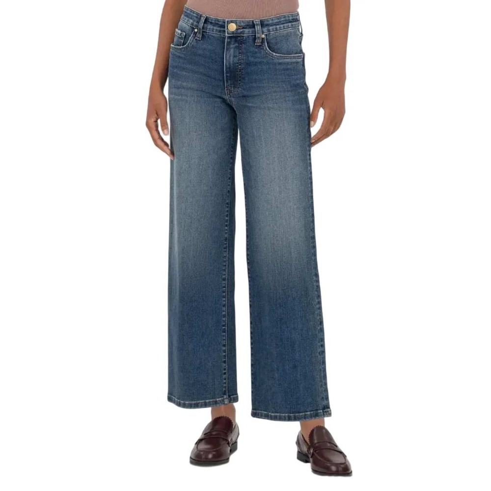 Kut from the Kloth Charlotte Wide Leg Jeans Blue 16W High Rise Ankle Hem